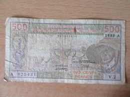 Afrique De L'Ouest - Billet 500 Francs 1980 A - V.2 - A 825431 - Stati Dell'Africa Occidentale