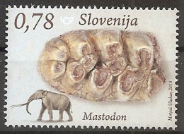 SLOVENIA 2018,new 23.3.,FOSSIL MAMMALS OF SLOVENIA,MASTODON,MNH - Fósiles