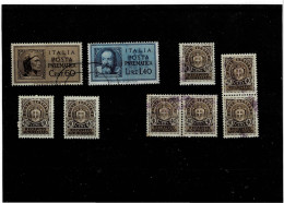 ITALIA ,LUOGOTENENZA ,"Posta Pneumatica+ Recapito Autorizzato" ,9 Pezzi ,2 Nuovi MNH ,qualita Ottima - Servicio Privado Autorizado