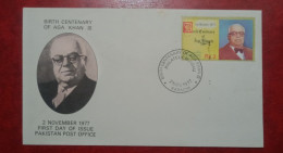 1977 PAKISTAN FDC COVER WITH STAMP BIRTH CENTENARY OF AGA KHAN 3 - Pakistan