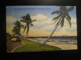 PALM BEACH Florida Pier Atlantic Ocean Cancel 1953 To Sweden Slight Folded Postcard USA - Palm Beach