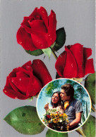 COUPLE - Un Couple Et Des Roses - Chemise Jaune à Carreaux - Colorisé - Carte Postale - Parejas