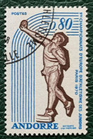 French Andorra 1970 Mi# 225 Used - 1st European Junior Athletic Championships / Shot Put - Oblitérés