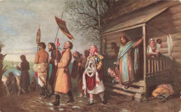 PEINTURES & TABLEAUX -  Easter Procession In A Village - Colorisé - Carte Postale Ancienne - Paintings
