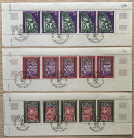 French Andorra 1970 Mi# 226-228 Used - Set In Strips Of 5 - The Revelation / Frescoes From The Altar Of St. John - Used Stamps
