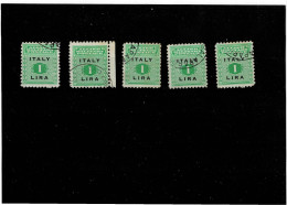 ITALIA ,Occupazione- Anglo Americana ,SICILIA ,1L. Verde E Nero ,5 Pezzi Con Annulli Postumi ,qualita Buona - Britisch-am. Bes.: Sizilien