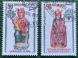 French Andorra 1974 Mi# 258-259 Used - Europa / Sculptures / Madonna - 1974