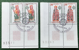 French Andorra 1974 Mi# 258-259 Used - Set In Pairs - Europa / Sculptures / Madonna - 1974