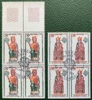 French Andorra 1974 Mi# 258-259 Used - Set In Blocks Of 4 - Europa / Sculptures / Madonna - 1974