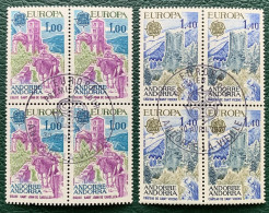 French Andorra 1977 Mi# 282-283 Used - Set In Bloks Of 4 - Europa / Landscapes - 1977