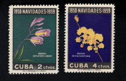 1881208332 1958 SCOTT  611 612 (XX) POSTFRIS MINT NEVER HINGED - CHRISTMAS - FLORA - ORCHIDS - Unused Stamps