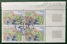 French Andorra 1978 Mi# 293 Used - Block Of 4 - Visura Tribunal - Gebraucht