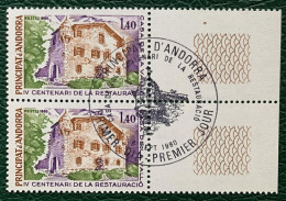 French Andorra 1980 Mi# 310 Used - Pair - De La Vall House, 400th Anniversary Of Restoration - Used Stamps