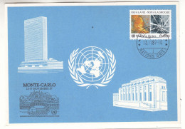 Nations Unies - Suisse - Carte Postale Bleue De 1987 - Oblit Genève - Cachet Expo Monte Carlo 87 - - Cartas & Documentos