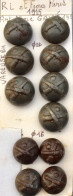 Artillerie 11  Boutons Grise Ou Peint D’origine 1915 /1918 Vareuse Veste Veston Capotes Manteau - Buttons