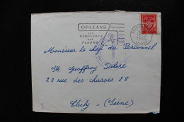 1954, FM ORLEANS CACHET BASE AERIENNE 123 ORLEANS -BRICY  FLAMME ORLEANS (ses Pépinières Ses Fleurs) 13/12/54  Y&T 12 - Poste Aérienne Militaire