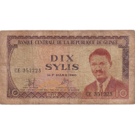 Billet, Guinée, 10 Sylis, 1960-03-01, KM:16, TB - Guinée