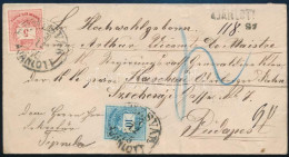 1875 5kr + 10kr Ajánlott Levélen "TEMESVÁR AJÁNLOTT" - Budapest - Otros & Sin Clasificación