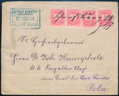 1890 A Palugyay Cég Levele 4 X 5kr (2 Pár) Bérmentesítéssel, Kézírásos érvénytelenítéssel Pozsonyból Polába. Dekoratív D - Other & Unclassified