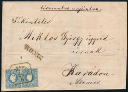 1860 2 X 15kr (egyik Lemezhibás) Ajánlott Levélen "OEDENBURG" - Karád - Other & Unclassified