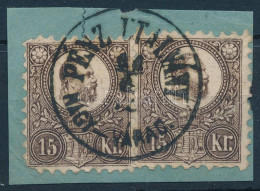 1871 Réznyomat 2 X 15kr Kivágáson "PÉNZ UTALVÁNY / NAGY-VÁRAD" - Other & Unclassified