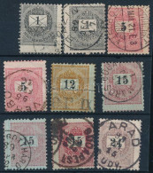 O 1889 2 X 1kr, 2 X 5kr, 12kr, 3 X 15kr, 24kr A Szomszéd Bélyegképbe Fogazva - Autres & Non Classés