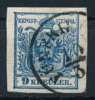 O 1850 9kr HP III Kartonpapír, ívszéli Nyomat "FÜNFKI(RCHEN)" - Other & Unclassified