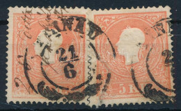 O 1858 2 X 5kr II Tipus, Centrált Bélyegek "TIRNAU" + Kézírás - Other & Unclassified