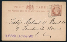 Nagy Britannia 1890 Díjjegyes Levelezőlap Hátoldalán Hírdetésekkel Londoni Helyi Küldeményként. Nagyon Ritka!! / PS-card - Sonstige & Ohne Zuordnung