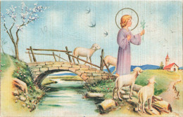 ENFANTS - Dessins D'enfants - Moutons - Église - Colorisé - Carte Postale Ancienne - Dessins D'enfants