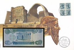 Irak 1980. 1D Borítékban, Alkalmi Bélyeggel és Bélyegzéssel T:UNC Iraq 1980. 1 Dinar In Envelope With Stamps And Cancell - Non Classificati