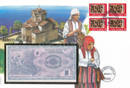 Macedónia 1992. 100D Borítékban, Alkalmi Bélyeggel és Bélyegzéssel T:UNC  Macedonia 1992. 100 Dinar In Envelope With Sta - Ohne Zuordnung