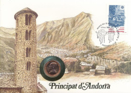 Andorra 1986. 25c Felbélyegzett Borítékban, Bélyegzéssel, Német Nyelvű Leírással T:UNC Patina Andorra 1986. 25 Centims I - Non Classés