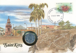 Kelet-Karibi Államok / St. Kitts 1987. 5c Al "II. Erzsébet" Felbélyegzett Borítékban, Bélyegzéssel, Német Nyelvű Tájékoz - Sin Clasificación
