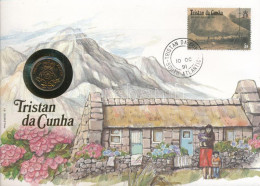 Nagy-Britannia / Tristan Da Cunha 1989. 20p Felbélyegzett Borítékban, Bélyegzéssel, Német Nyelvű Leírással T:UNC Patina  - Non Classés
