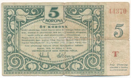 Sopron 1919. 5K Pénztárjegy "T 44370" Sorszámmal, "Soproni Hitelbank RT." Szárazbélyegzővel T:VG Szakadás, A Hajtás Ment - Ohne Zuordnung