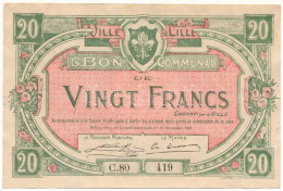 Franciaország / Lille ~1917. 20Fr Helyi Bankjegy "C.80 419" Sorszámmal, Szárazpecséttel T:VF,F Folt France / Lille ~1917 - Zonder Classificatie