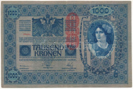 Ausztria 1902. 1000K "27841", Piros "Deutschösterreich" Felülbélyegzéssel, Mindkét Oldal Német T:III  Austria 1902. 1000 - Ohne Zuordnung