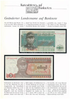 Burma 1972. 1K + Mianmar 1990. 1K Német Nyelvű "Kuriositäten Auf Banknoten" Tájékoztatólappal T:UNC Burma 1972. 1 Kyat + - Sin Clasificación