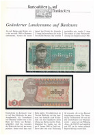 Burma 1972. 1K + Mianmar 1990. 1K Német Nyelvű "Kuriositäten Auf Banknoten" Tájékoztatólappal T:UNC Burma 1972. 1 Kyat + - Non Classés