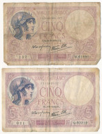 Franciaország 1939. 5Fr (2xklf) T:F,VG Tűly. France 1939. 5 Francs (2xklf) C:F,VG Pinholes Krause P#83 - Zonder Classificatie