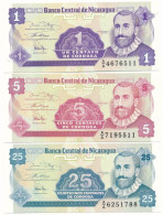 Nicaragua 1991. 1c + 5c + 25c T:UNC  Nicaragua 1991. 1 Centavo + 5 Centavos + 25 Centavos C:UNC  Krause 167, 168, 170 - Non Classés