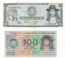 Peru 1976. 100S + 1977. 50S T:F, UNC Peru 1976. 100 Soles De Oro + 1977. 50 Soles De Oro C:F, UNC Krause P#114, 113 - Unclassified