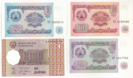 Tadzsikisztán 1994. 5R + 10R + 20R + 1999. 1D T:UNC,AU  Tajikistan 1994. 5 Rubles + 10 Rubles + 20 Rubles + 1999. 1 Dira - Zonder Classificatie