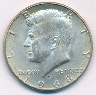 Amerikai Egyesült Államok 1968D 1/2$ Ag "Kennedy" T:AU Patina, Apró ü. USA 1968D 1/2 Dollar Ag "Kennedy" C:AU Patina, Ti - Unclassified