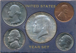 Amerikai Egyesült Államok 1969. 1c-1/2$ (5xklf) Forgalmi összeállítás Műanyag Tokban, Benne 1969D 1/2$ Ag "Kennedy" T:AU - Sin Clasificación