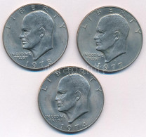 Amerikai Egyesült Államok 1974D-1978D 1$ Cu-Ni "Eisenhower" (3xklf évjárat) T:AU,XF USA 1974D-1978D 1 Dollar Cu-Ni "Eise - Unclassified