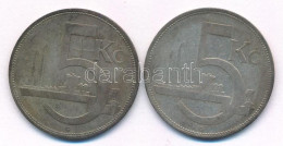 Csehszlovákia 1929-1930. 5K Ag (2xklf) T:F Patina, Az Egyiken Karc Czechoslovakia 1929-1930. 5 Korun Ag (2xdiff) C:F Pat - Unclassified