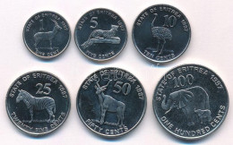 Eritrea 1997. 1c-100c Acél (6xklf) T:AU,XF Kis Patina Eritrea 1997. 1 Cent - 100 Cents Steel (6xdiff) C:AU,XF Small Pati - Unclassified