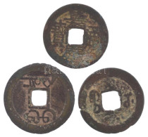 Kínai Császárság / Ching Dinasztia / 17-18. Század 1C Sárgaréz (3db) T:VF,F Patina Chinese Empire / Ching Dynasty / 17th - Non Classificati